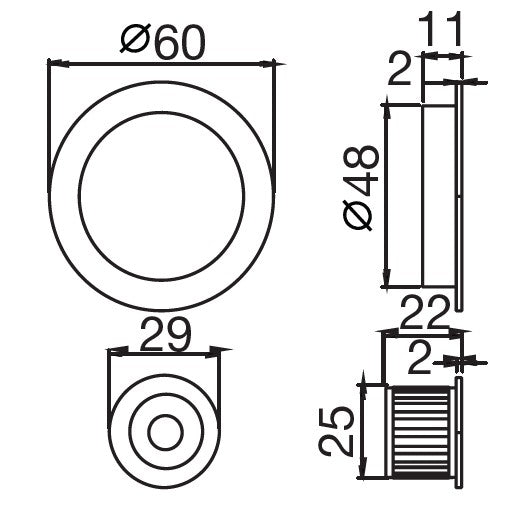 Circular Flush Handle Set For Sliding Pocket Doors Dimensions Diagram