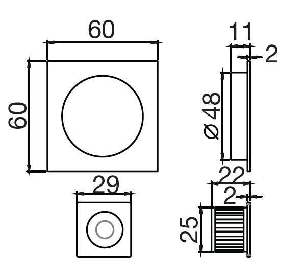 Square Flush Handle Set For Sliding Pocket Doors Dimensions Diagram