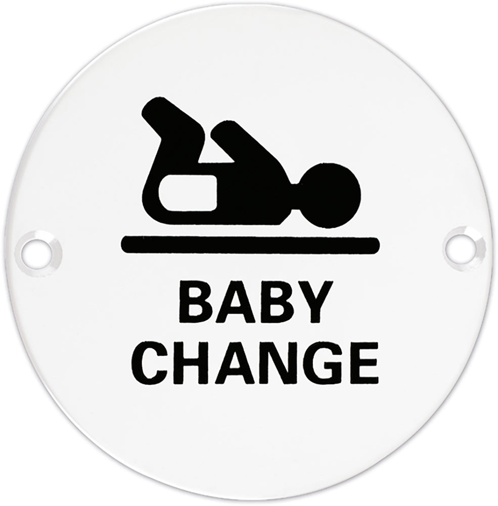 Baby Change Symbol - Circular Screw Fix Sign - Matt White