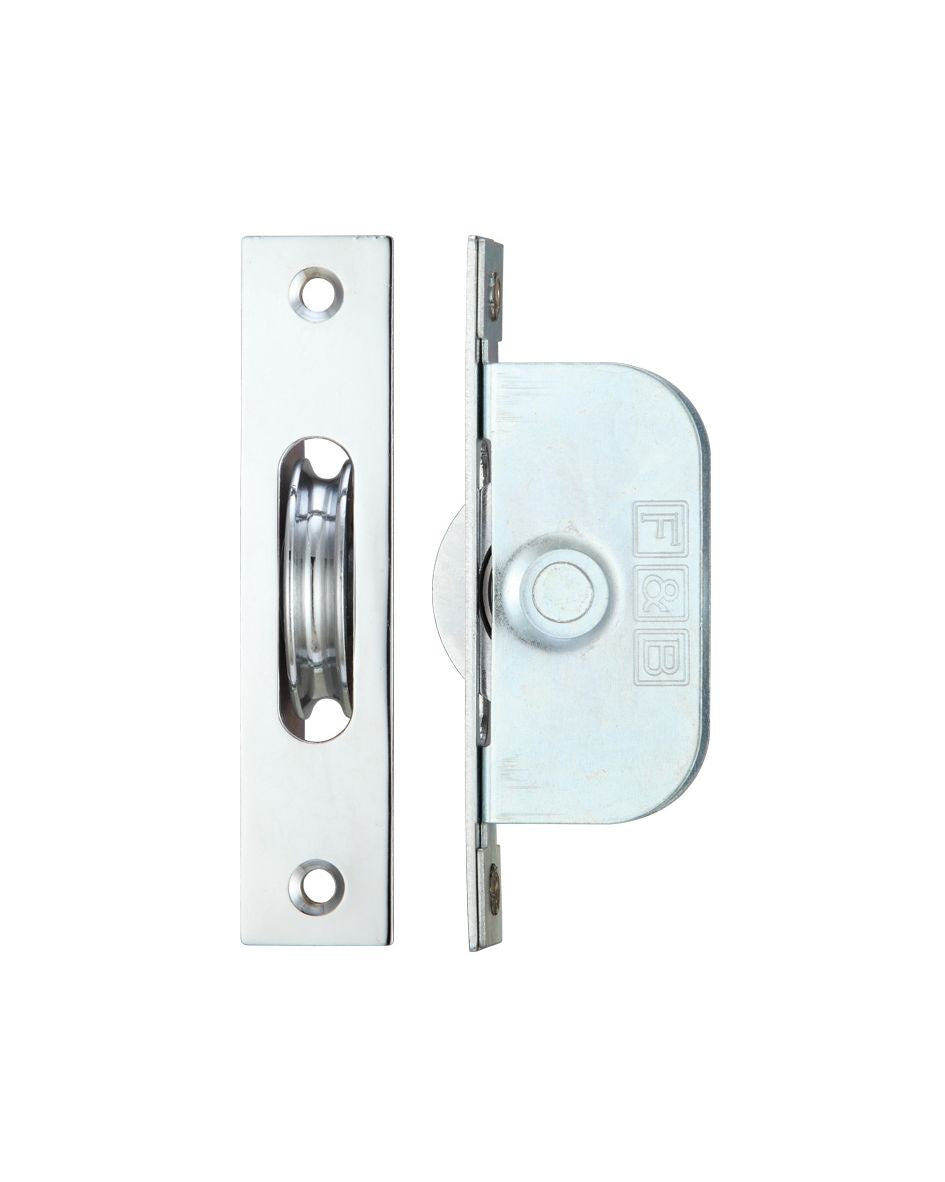 Ball Bearing Pulleys - Square Forend - For Sliding Sash Windows With Solid Brass Wheel - Polished Chrome