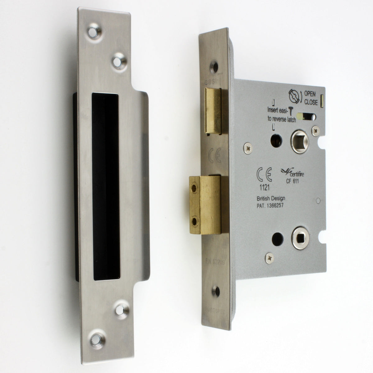 Architectural Quality Mortice Bathroom Lock - Satin (Brushed) Stainless Steel