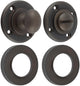 Bathroom Oval Knob Turn & Release With Knurled Round Rose - 53mm x 10mm - Dark Bronze (Lacquered)
