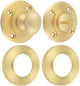 Bathroom Oval Knob Turn & Release With Knurled Round Rose - 53mm x 10mm - Satin Brass (Lacquered)