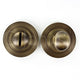 Bathroom Oval Knob Turn & Release With Reeded Round Rose - 53mm x 10mm - Antique Brass (Lacquered)