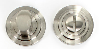 Bathroom Turn & Release With Stepped Round Rose - 53mm x 10mm - Satin Nickel
