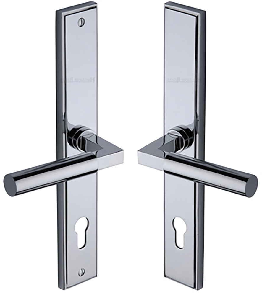 Bauhaus Lever Multi Point Door Lever Handles - 92mm Euro Centres - 259mm Bolt Centres - 285mm x 44mm Back Plate - Polished Chrome