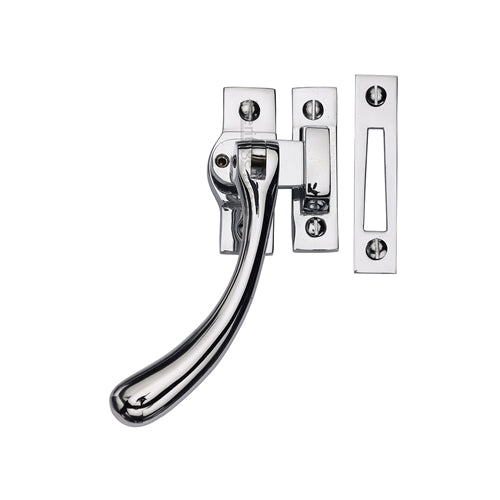 Bulb End Pear Drop Design Mortice & Hook Plate Casement Fastener - Locking - Overall Height 128mm - Polished Chrome