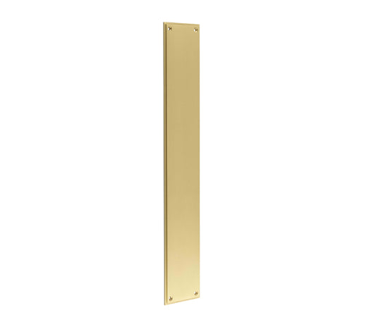 Rectangular Face Fixed Finger Plate With Stepped Edges - 450mm x 75mm - Satin Brass (Lacquered)