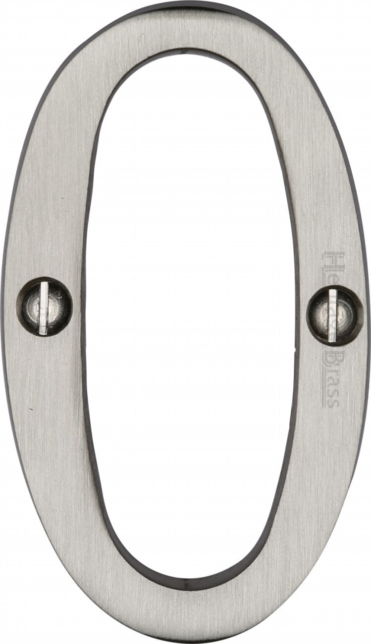 76mm High Screw Fix House Numbers - 0 - 9 - Satin Nickel