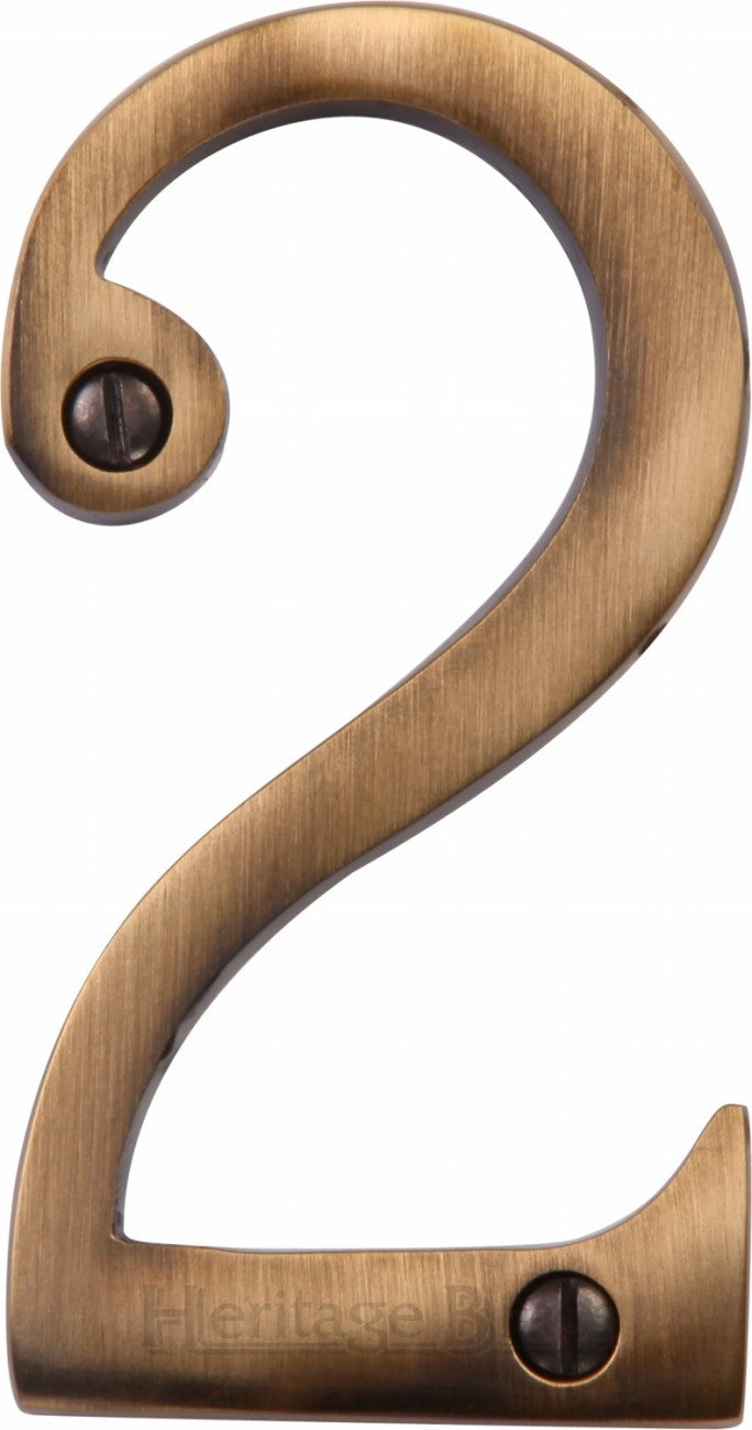 76mm High Screw Fix House Numbers - 0 - 9 - Antique Brass