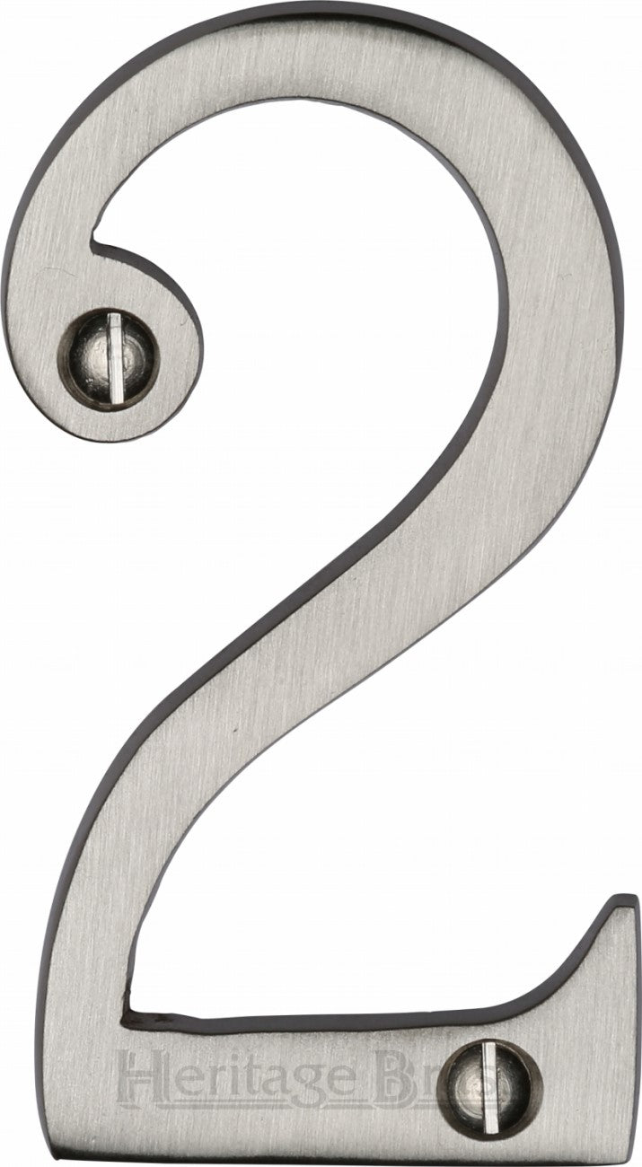 76mm High Screw Fix House Numbers - 0 - 9 - Satin Nickel