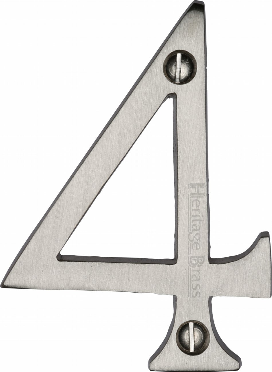 76mm High Screw Fix House Numbers - 0 - 9 - Satin Nickel