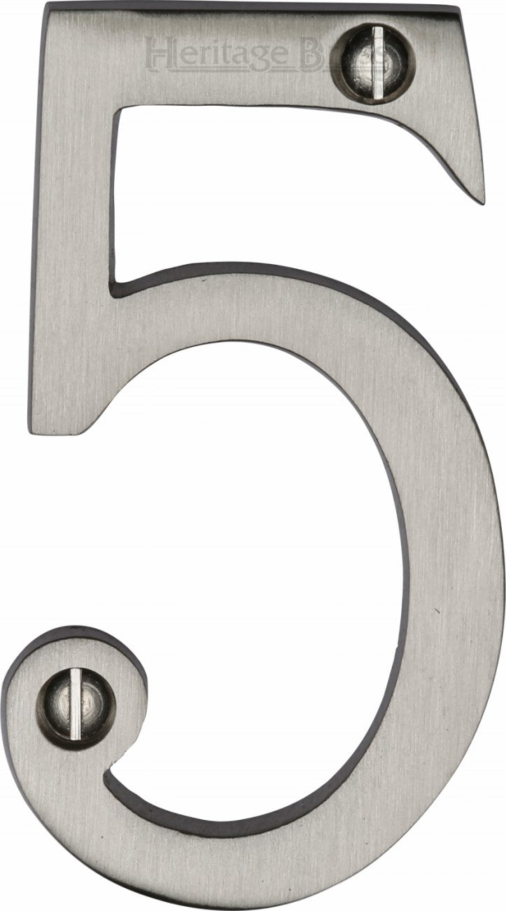 76mm High Screw Fix House Numbers - 0 - 9 - Satin Nickel