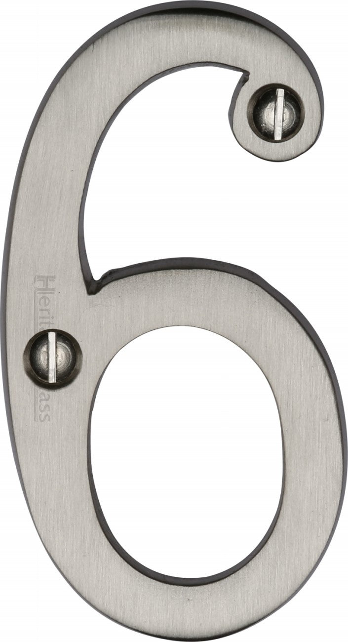 76mm High Screw Fix House Numbers - 0 - 9 - Satin Nickel