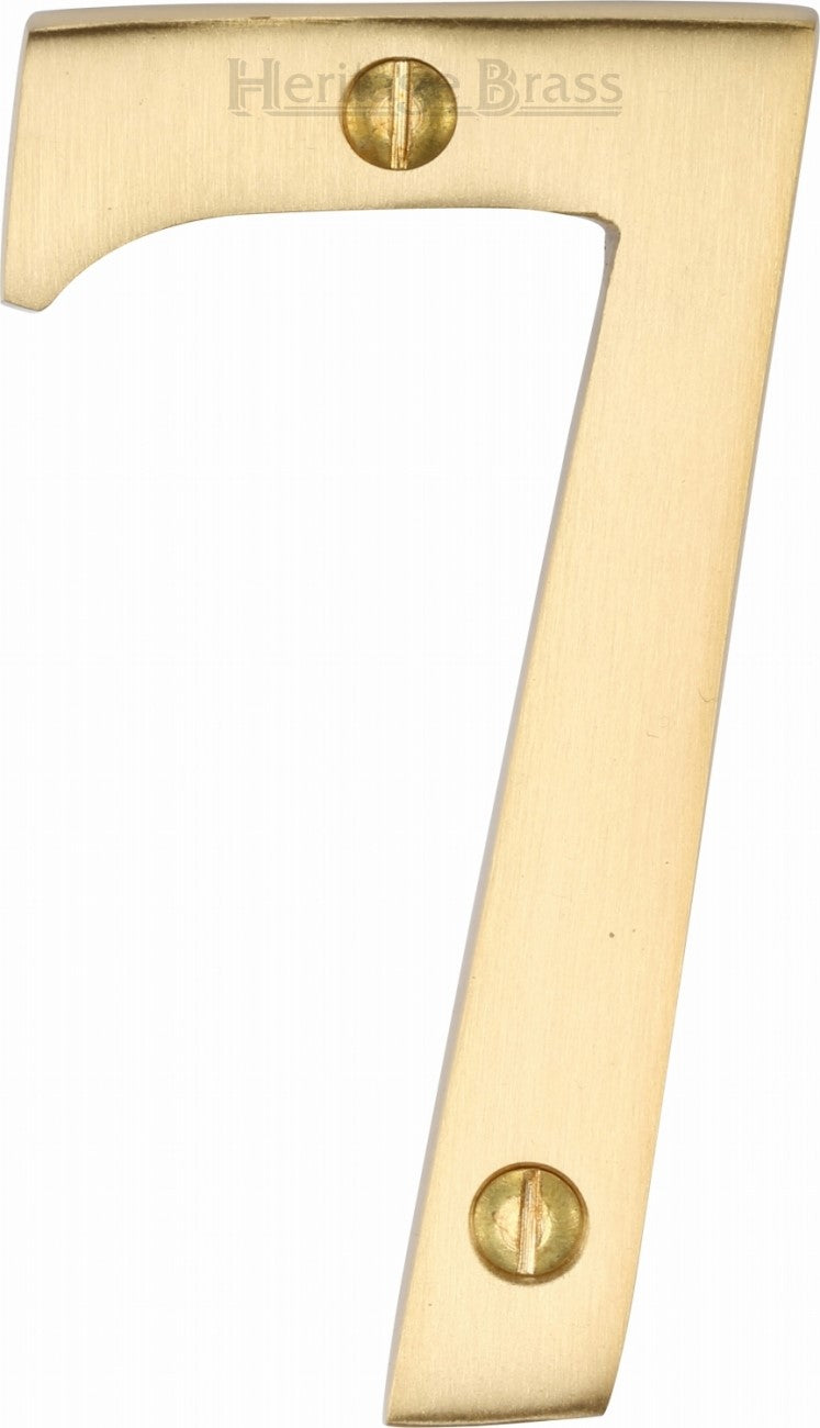 Satin Brass 76mm High Screw Fix House Number 7