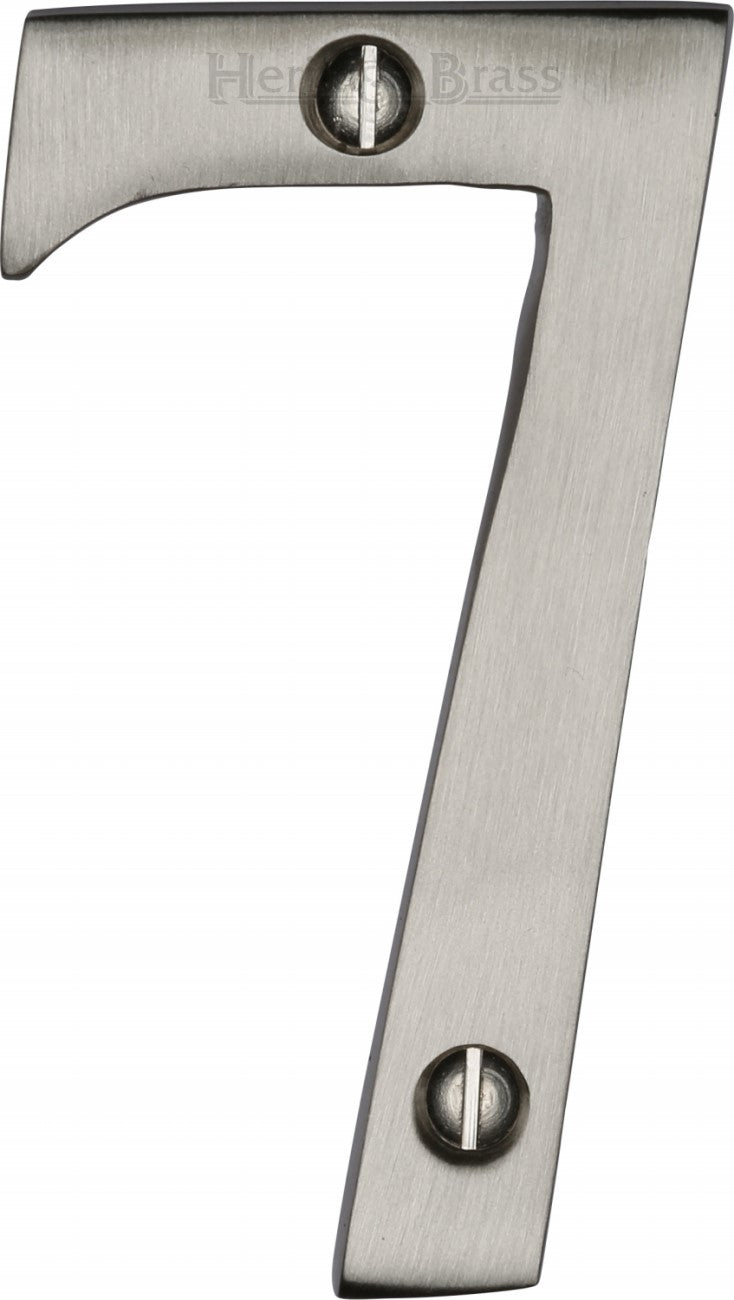 76mm High Screw Fix House Numbers - 0 - 9 - Satin Nickel