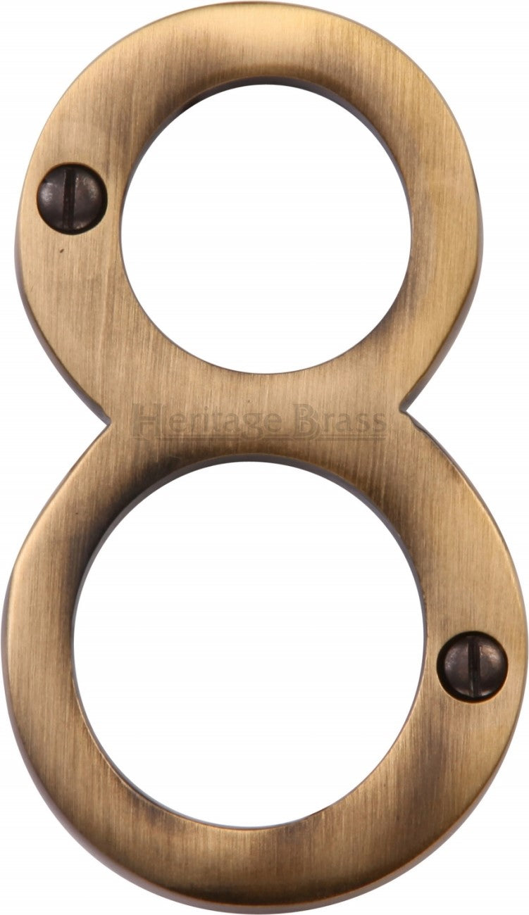 76mm High Screw Fix House Numbers - 0 - 9 - Antique Brass