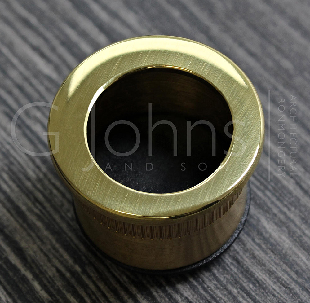 Circular Flush Fitting Edge Pull - 30mm Diameter x 20mm Depth - Polished Brass