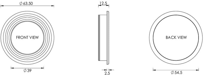 Circular Reeded Flush Pull Handle For Sliding Pocket Doors - 63mm Diameter - Diagram