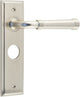 Classic Pattern Lever Handle With Ring Detail On A Large Rectangular Backplate - Satin Nickel