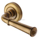Colonial Round Rose Lever Handles - Antique Brass (Gloss Lacquered)