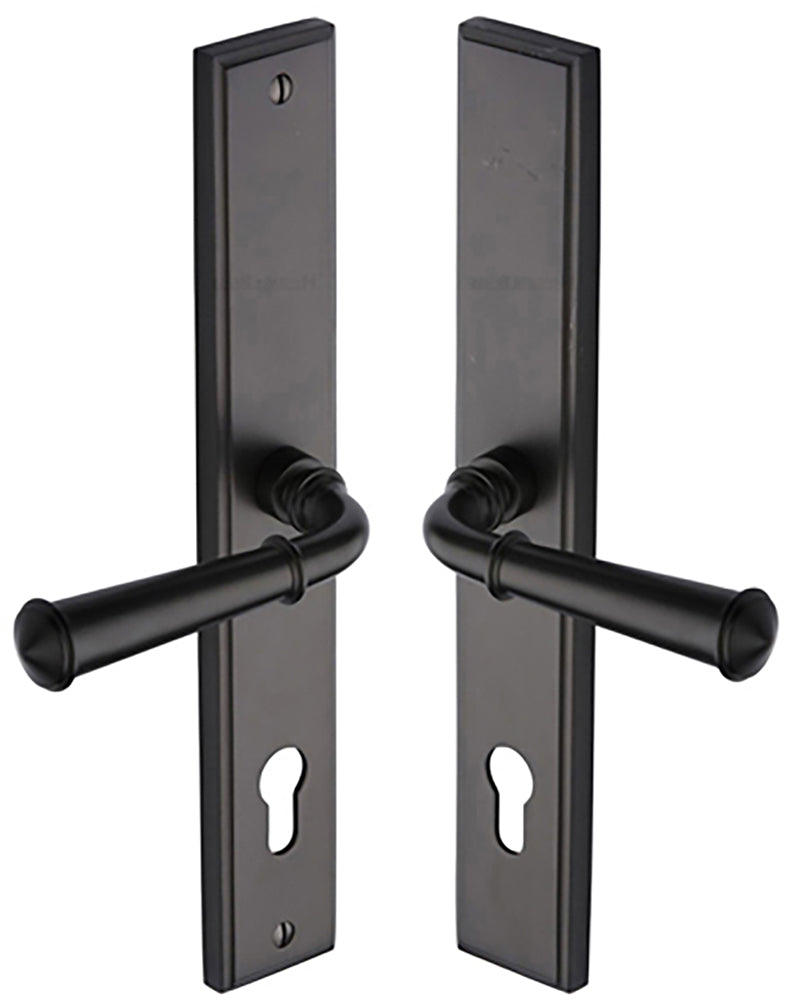 Colonial Lever Multi Point Door Lever Handles - 92mm Euro Centres - 259mm Bolt Centres - 285mm x 44mm Back Plate - Matt Bronze