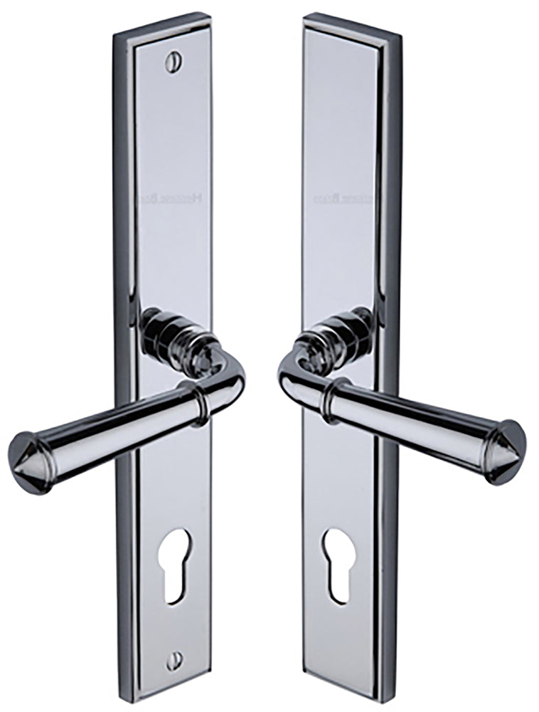 Colonial Lever Multi Point Door Lever Handles - 92mm Euro Centres - 259mm Bolt Centres - 285mm x 44mm Back Plate - Polished Chrome