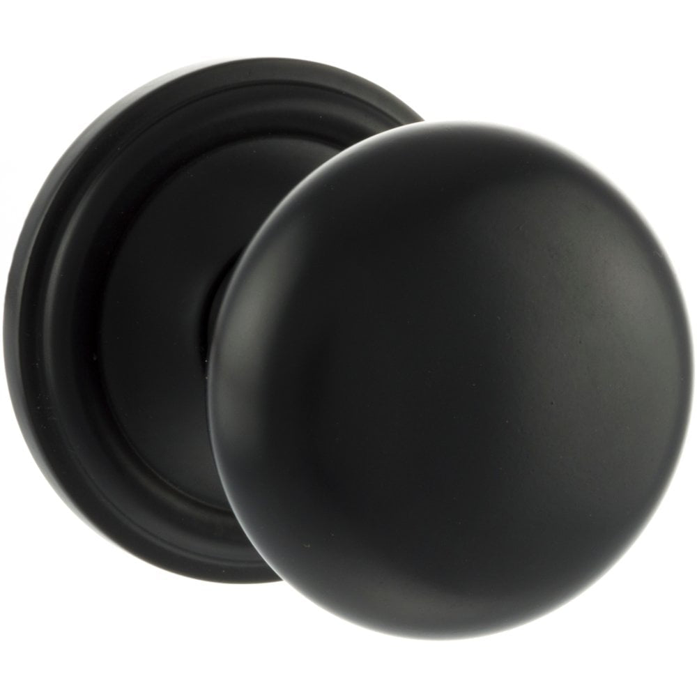 Concealed Fix - Bun Shape Architectural Quality Mortice Door Knobs - Matt Black