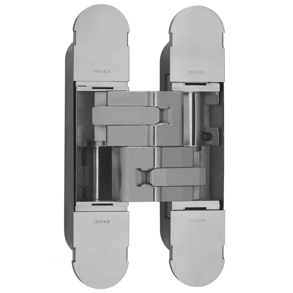 Fire Rated Concealed Adjustable Hinge For Invisible Doors - Tested To FD30 / FD60 - 160mm x 32mm - Satin Nickel