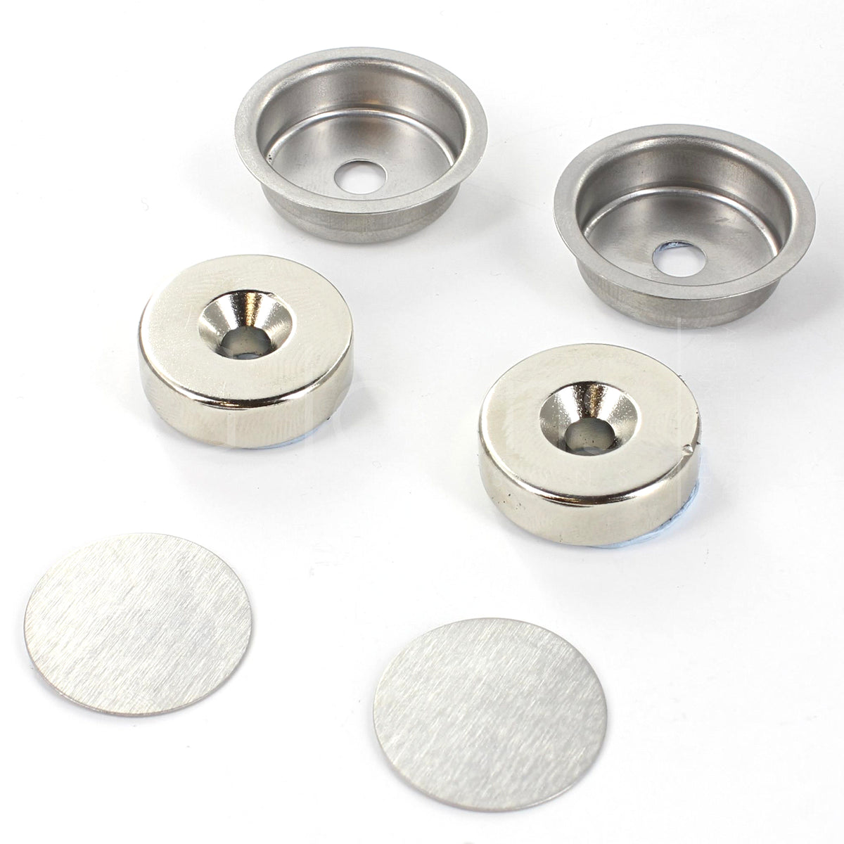 Rebated Disc Magnet Set - Concealed Magnetic Latch For Full Size Internal Doors & Cupboards