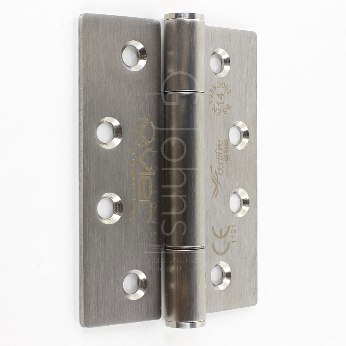 Concealed Polymer Bearing - Self Lubricating Grade 14 Hinges - CE Marked - Fired Rated - Certifire Approved - 102mm x 76mm - Satin Stainless Steel