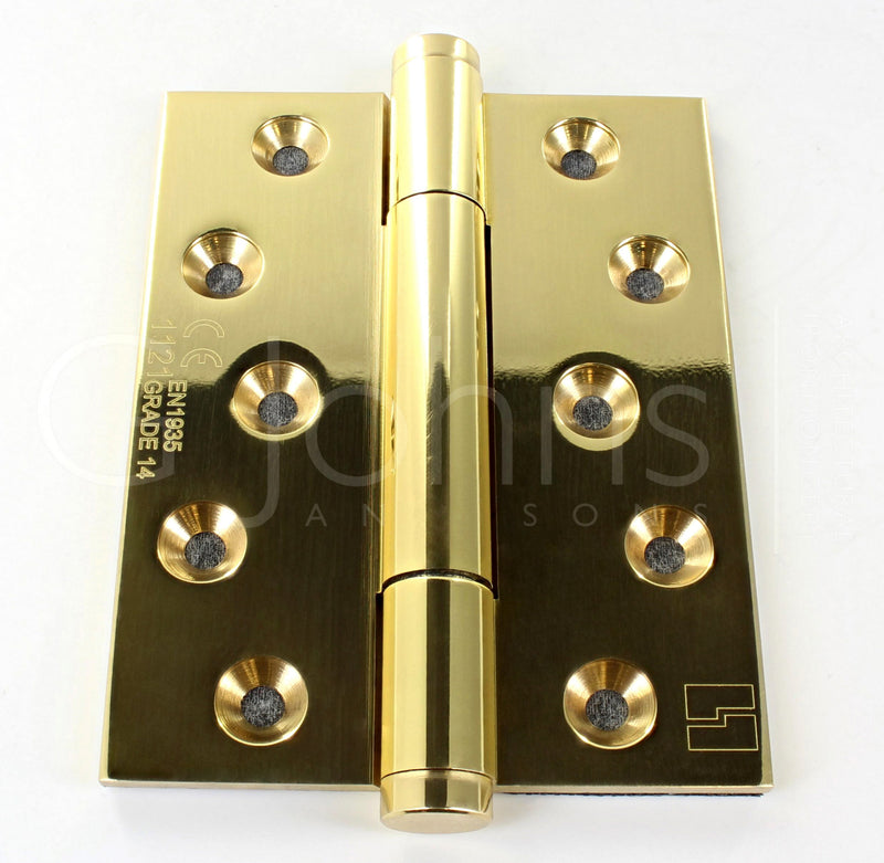 Tritech Concealed Polymer Bearing Grade 14 Hinge - Self Lubricating - CE Marked - Fired Rated - 100mm x 75mm - Polished Brass