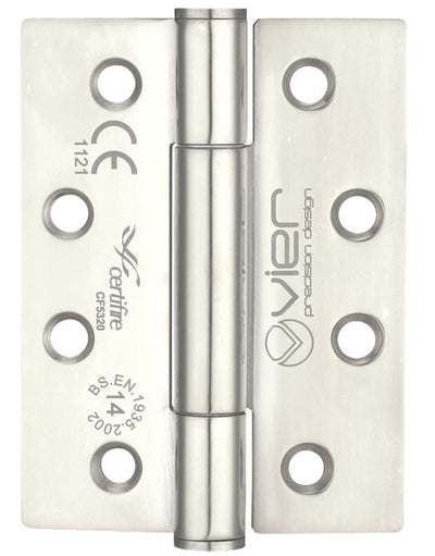 Polymer Bearing Grade 14 Hinges - Self Lubricating - CE / UKCA Marked - Fired Rated - Certifire Approved - 160kg Weight Limit - 102mm x 76mm - Polished Stainless Steel