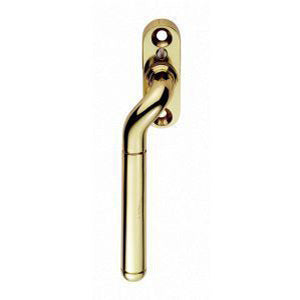 Cranked Locking Espagnolette Handle - Window Fastener - Left & Right Hand - Polished Brass