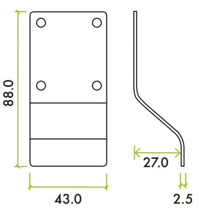 Standard Cylinder Pull - Face Fixed - Diagram