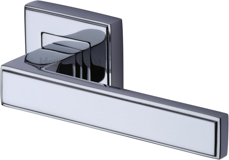 Linear - Square Rose Lever Handles Only - Polished Chrome