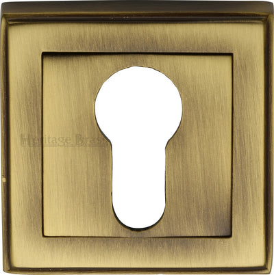 Euro Profile Square Escutcheon - Antique Brass (Gloss Lacquered)
