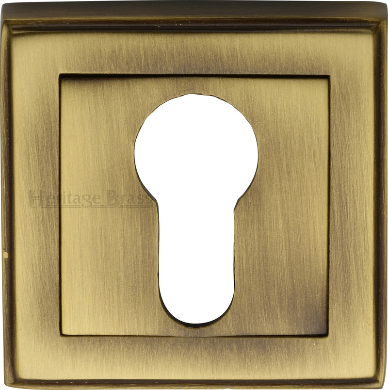 Euro Profile Square Escutcheon - Antique Brass