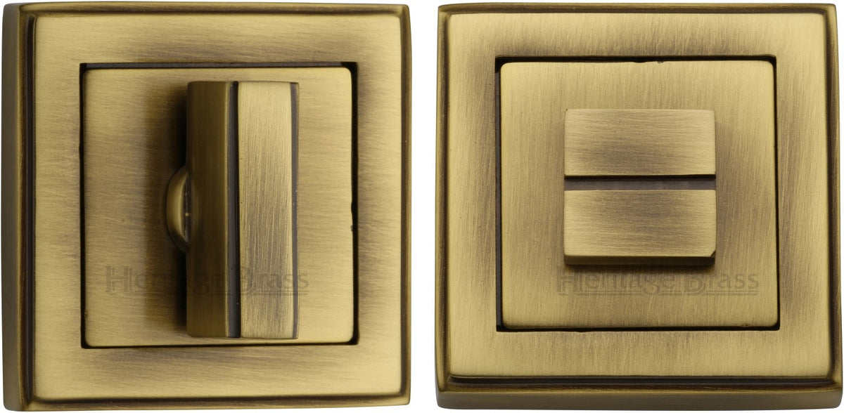 Square Turn & Release Cylinder With Stepped Edge Set - Antique Brass