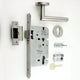 DIN Style Anti-Thrust Mortice Night Latch - Complete With Handles & Cylinder - Satin Stainless Steel