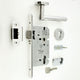DIN Style Anti-Thrust Mortice Night Latch - Complete Set - With Handles & Cylinder - Polished Stainless Steel