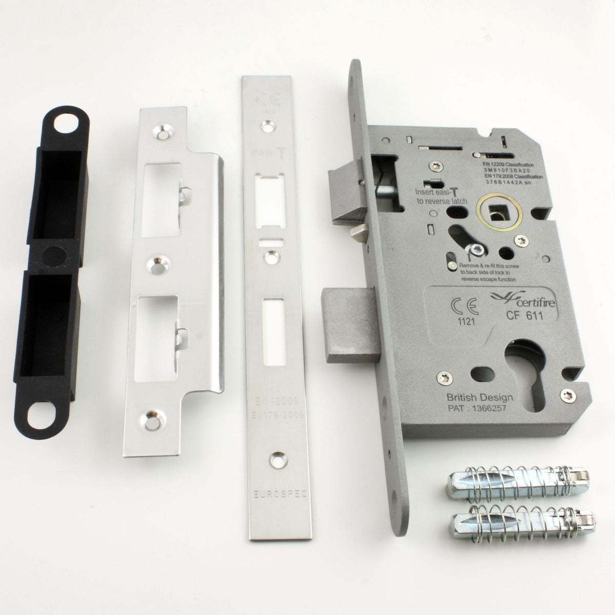 Emergency Escape DIN Sash Lock Kit - BS EN 179 Approved - Polished Stainless Steel (Shiny Finish)