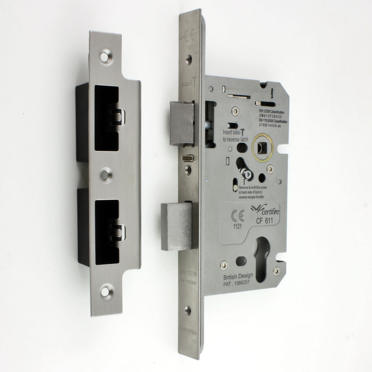 Emergency Escape DIN Sash Lock Kit - BS EN 179 Approved - Satin Stainless Steel