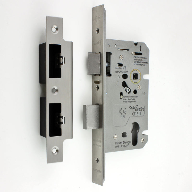 Emergency Escape DIN Sash Lock Kit - BS EN 179 Approved - Satin Stainless Steel