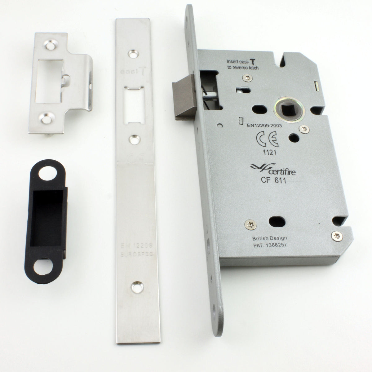 DIN Style Mortice Latch - 60mm Backset - Polished Stainless Steel (Shiny Finish)