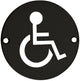 Disabled Symbol - Circular Screw Fix Sign - Matt Black