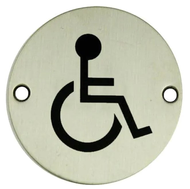 Disabled symbol sign - satin stainless steel