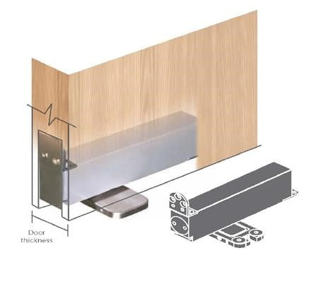 Double Action Bottom Of Door Concealed Door Closer - CE Marked - Fire Rated - EN 1154 Power Size 3 - Satin Stainless Steel