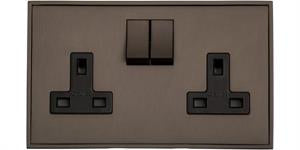Executive Concealed Fix Plate Light Switch & Socket Range - Flat Screwless Plate With Rounded Edges - Matt Bronze