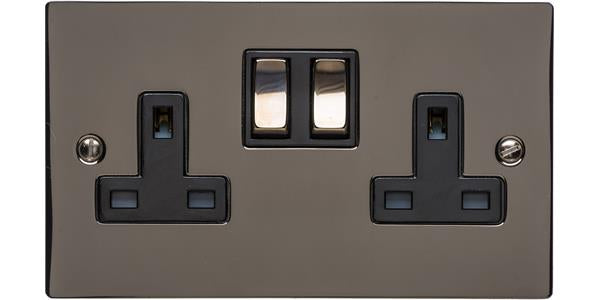 Double Socket - Elite Flat Plate Design - Flat Plate With Rounded Corners - Black Nickel